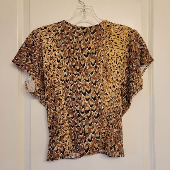 Beverly Hills Blues Vintage Leopard Animal Print Twist Front Crop Top - Picture 7 of 10